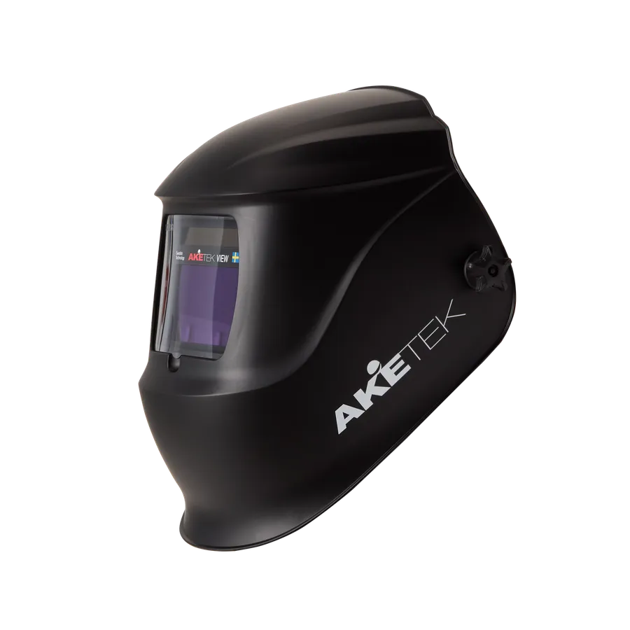 AKETEK® VIEW Automatik-Schweißhelm, mattschwarz, Ansicht von links