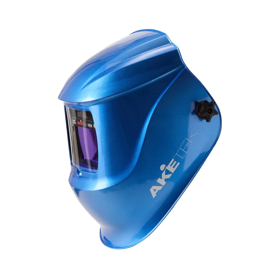 AKETEK® VIEW Automatik-Schweißhelm, hellblau, Ansicht von links