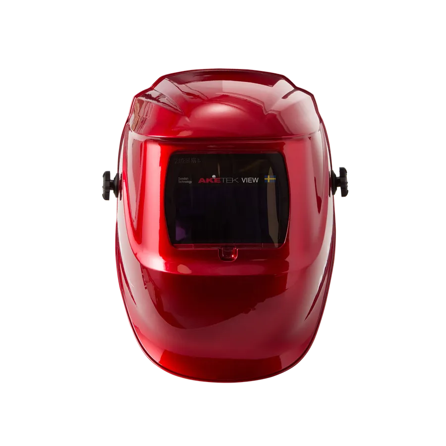 AKETEK® VIEW Automatik-Schweißhelm, metallic-rot, Vorderansicht