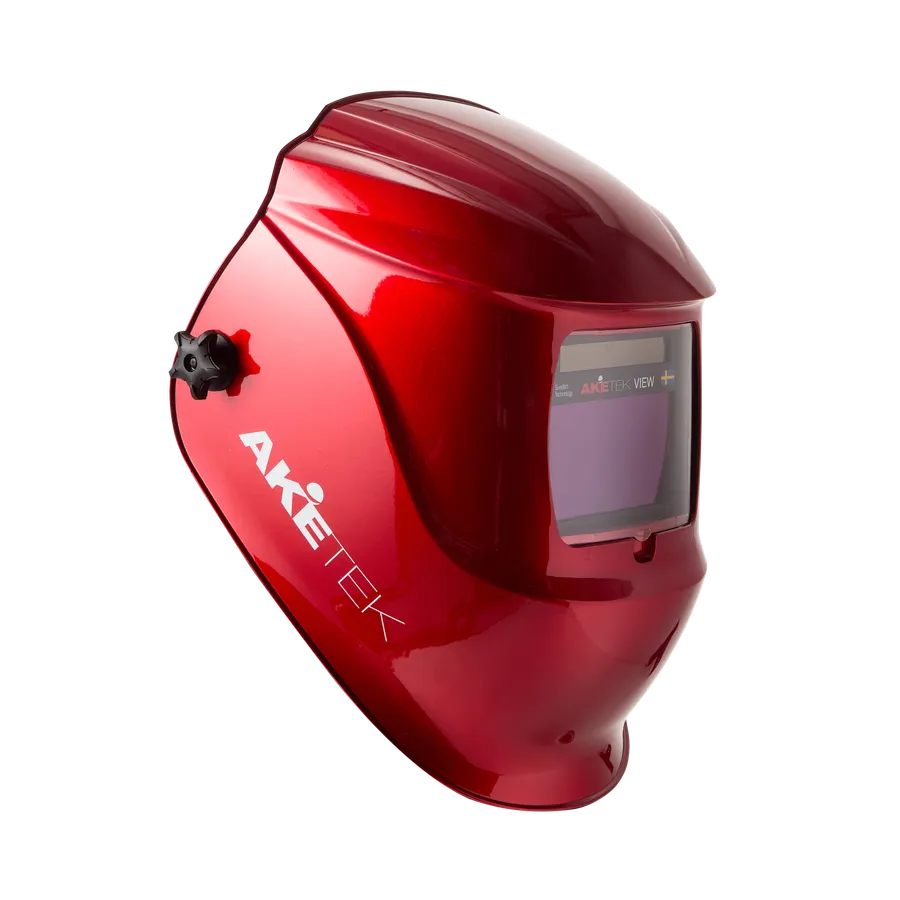 AKETEK® VIEW Automatik-Schweißhelm, metallic-rot, Ansicht von rechts