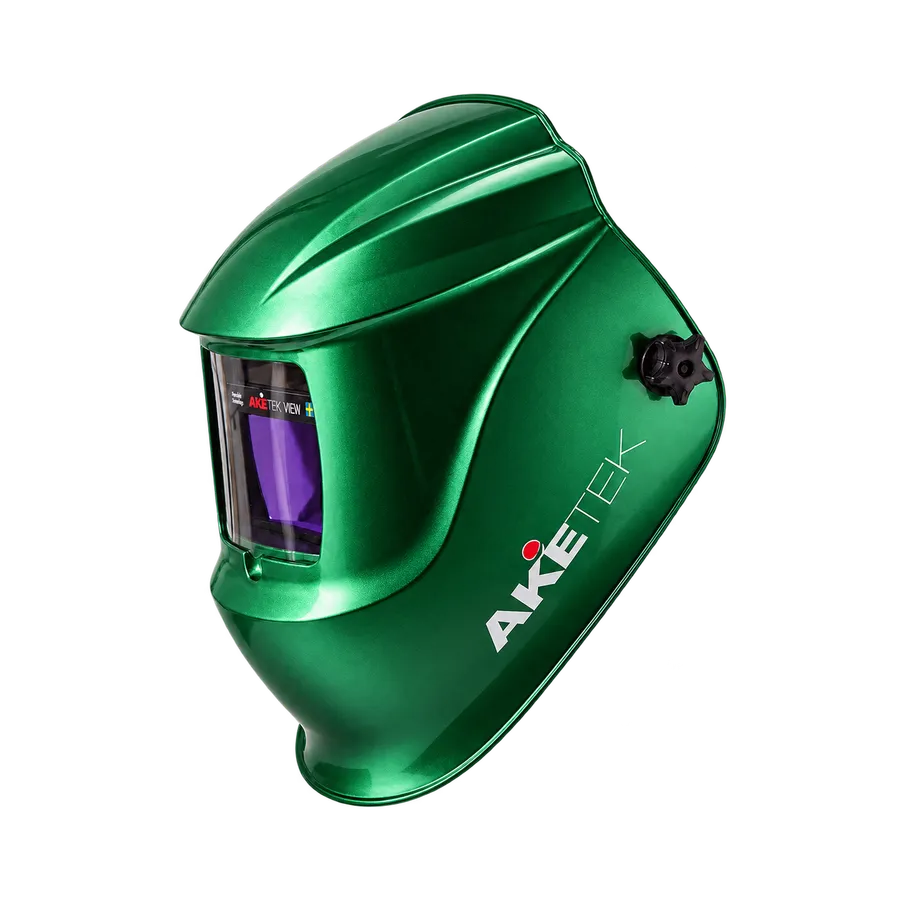 AKETEK® VIEW Automatik-Schweißhelm, Apex-Grün, Ansicht von links