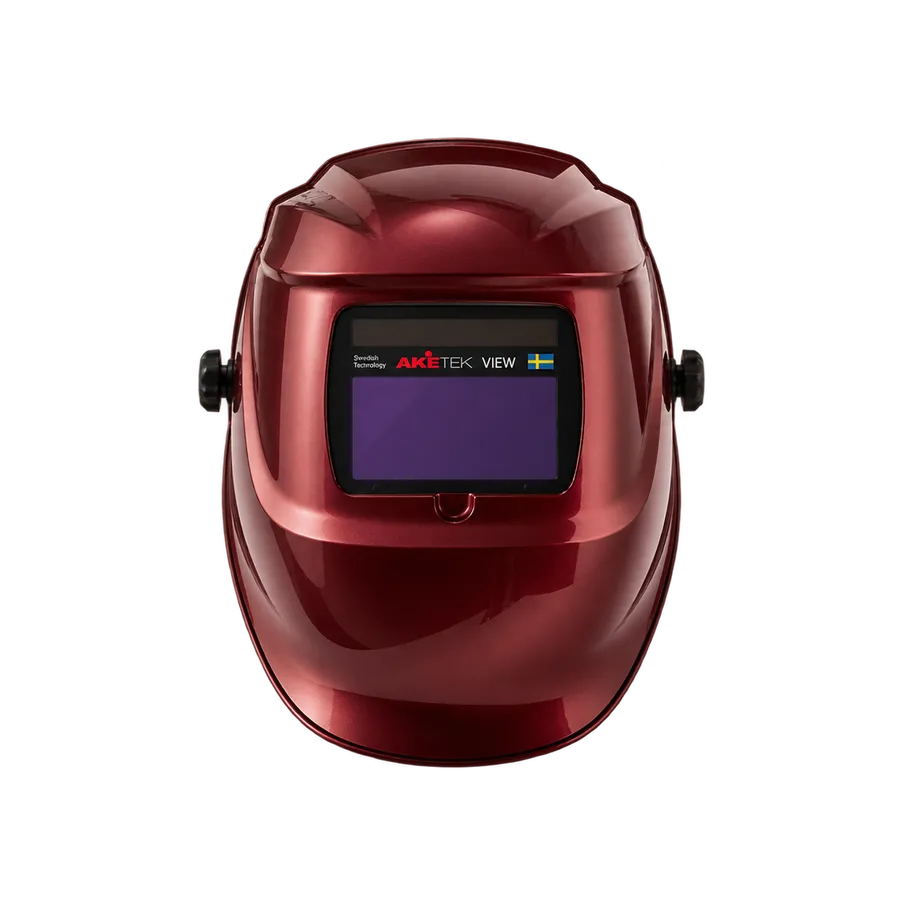AKETEK® VIEW Automatik-Schweißhelm, rubinrot, Vorderansicht