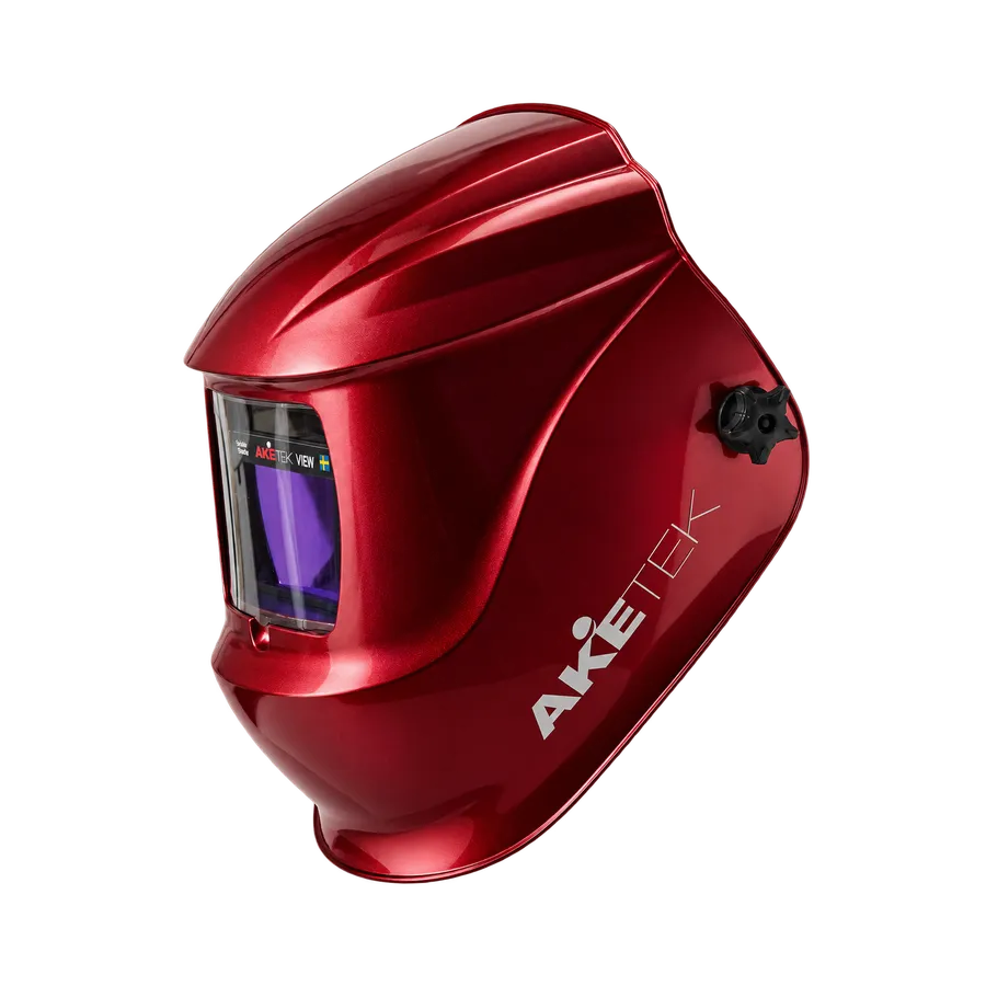 AKETEK® VIEW Automatik-Schweißhelm, rubinrot, Ansicht von links